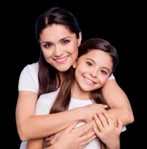 Parent and child smiling