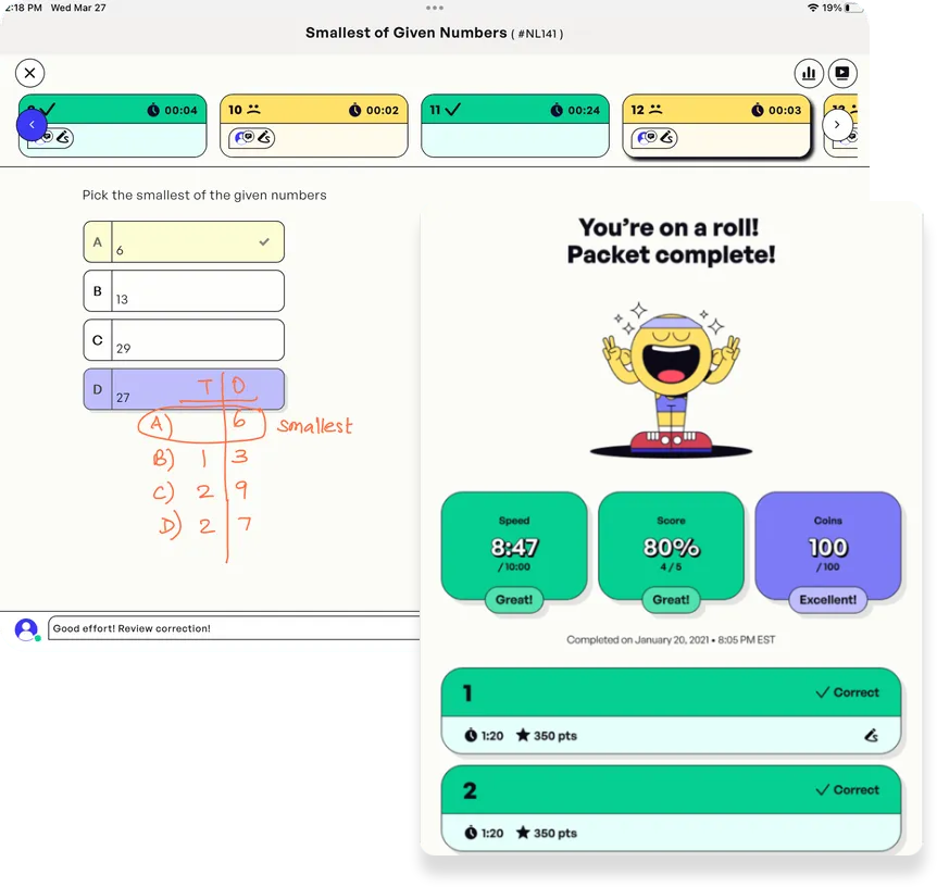 Thinkster Math app’s personalized learning plan designed by expert math tutors and AI-driven insights.